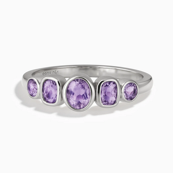 925 Sterling Silver Mixed-Cut Amethyst Graduated Ring - Pebble Glow Front View
