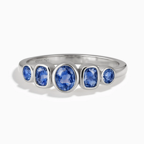 925 Sterling Silver Mixed-Cut Blue Sapphire Graduated Ring - Pebble Glow Front View