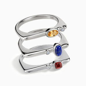 925 Sterling Silver Modern Muse Stacking Ring Set - Celeste Stories Front View