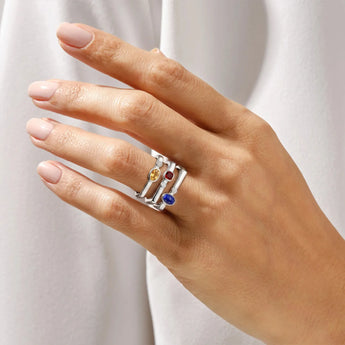 925 Sterling Silver Modern Muse Stacking Ring Set - Celeste Stories Worn View