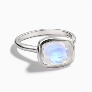 925 Sterling Silver Moonstone Cushion Ring - Pure Hush Front View