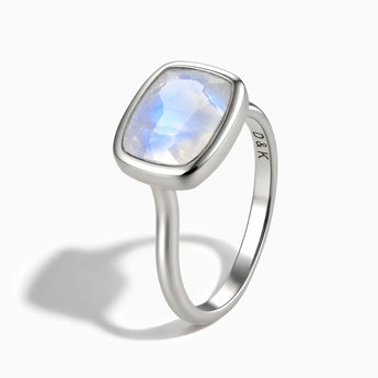 925 Sterling Silver Moonstone Cushion Ring - Pure Hush Side View