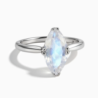 925 Sterling Silver Moonstone Marquise Ring - Silent Glow Front View