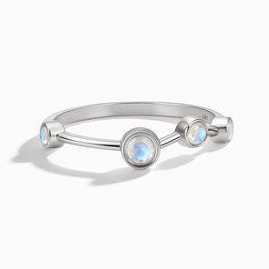 925 Sterling Silver Moonstone Ring - Aries Zodiac Constellation Front View