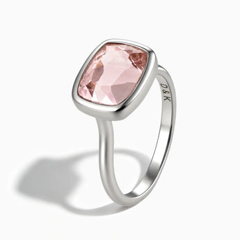 925 Sterling Silver Morganite Cushion Ring - Pure Hush Side View