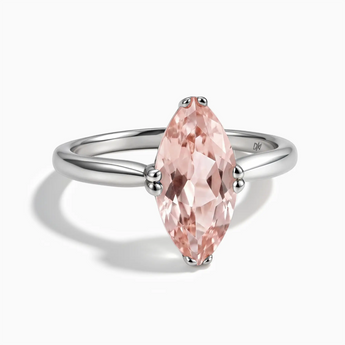 925 Sterling Silver Morganite Marquise Ring - Silent Glow Front View