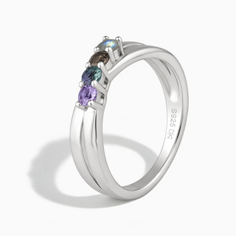 925 Sterling Silver Mystic Nebula Four Round Stone Crossover Ring - Seasons Rhythm Side View