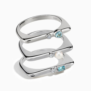 925 Sterling Silver Ocean Mist Stacking Ring Set - Celeste Stories Front View