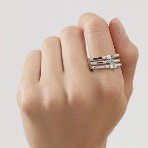 925 Sterling Silver Ocean Mist Stacking Ring Set - Celeste Stories Worn View