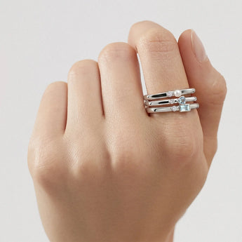 925 Sterling Silver Ocean Mist Stacking Ring Set - Celeste Stories Worn View