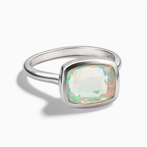 925 Sterling Silver Opal Cushion Ring - Pure Hush Front View