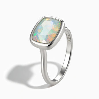 925 Sterling Silver Opal Cushion Ring - Pure Hush Side View