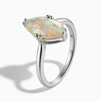 925 Sterling Silver Opal Marquise Ring - Silent Glow Side View