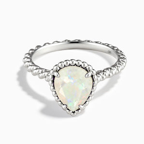 925 Sterling Silver Opal Pear Ring - Still Light Front View