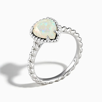 925 Sterling Silver Opal Pear Ring - Still Light Side View