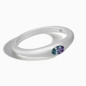 925 Sterling Silver Oval Alexandrite Sandblasted Ring - Essence Front View