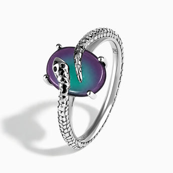 925 Sterling Silver Oval Alexandrite Wrap Serpent Ring - Coiled Sanctum Side View