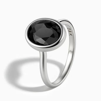 925 Sterling Silver Oval Black Onyx Bezel Ring - Harmony Side View