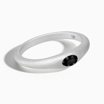 925 Sterling Silver Oval Black Onyx Sandblasted Ring - Essence Front View