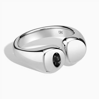 925 Sterling Silver Oval Black Onyx Signet Ring - Close at Hand Front View