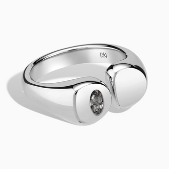 925 Sterling Silver Oval Black Rutilated Quartz Signet Ring - Close at Hand Front View