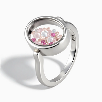 925 Sterling Silver Oval Blushing Love Shaker Ring - Flux Side View