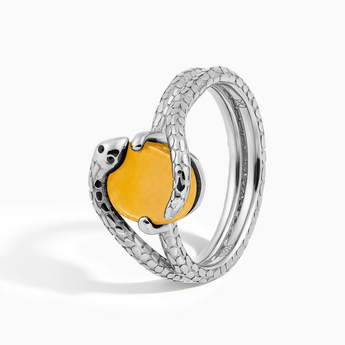 925 Sterling Silver Oval Citrine Coil Ring - Serpent's Embrace Side View