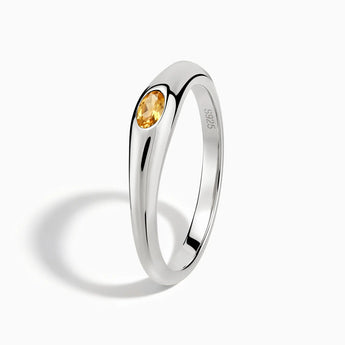 925 Sterling Silver Oval Citrine Dome Ring - Orbis Stack Side View