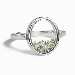 925 Sterling Silver Oval Forest Whisper Shaker Ring - Flux Front View