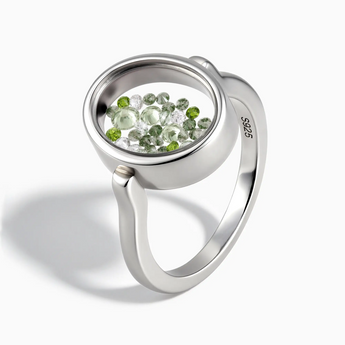 925 Sterling Silver Oval Forest Whisper Shaker Ring - Flux Side View