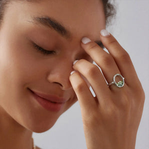 925 Sterling Silver Oval Forest Whisper Shaker Ring - Flux Worn View