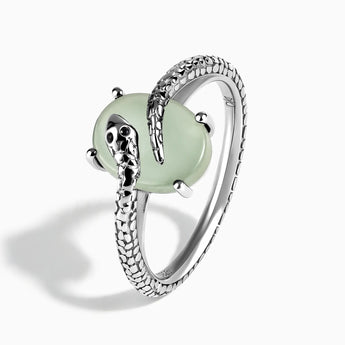 925 Sterling Silver Oval Green Amethyst Wrap Serpent Ring - Coiled Sanctum Side View