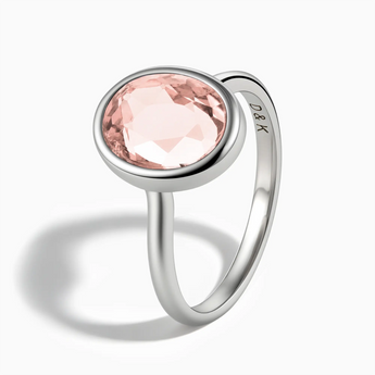 925 Sterling Silver Oval Morganite Bezel Ring - Harmony Side View
