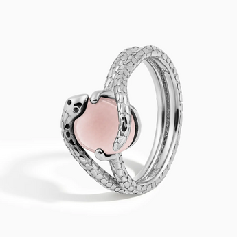925 Sterling Silver Oval Morganite Coil Ring - Serpent's Embrace Side View