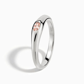 925 Sterling Silver Oval Morganite Dome Ring - Orbis Stack Side View