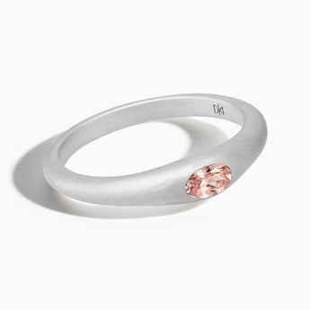 925 Sterling Silver Oval Morganite Sandblasted Ring - Essence Front View
