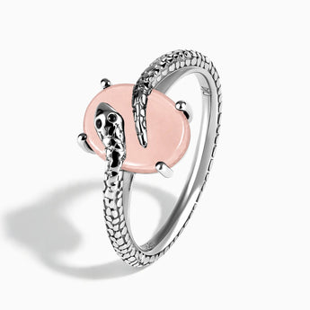 925 Sterling Silver Oval Morganite Wrap Serpent Ring - Coiled Sanctum Side View