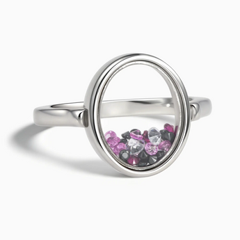 925 Sterling Silver Oval Multigem Shaker Ring - Flux Front View