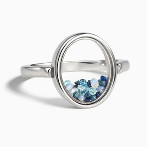 925 Sterling Silver Oval Ocean Dream Shaker Ring - Flux Front View