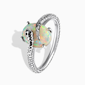 925 Sterling Silver Oval Opal Wrap Serpent Ring - Coiled Sanctum Side View
