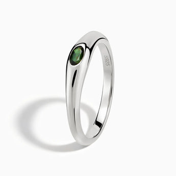 925 Sterling Silver Oval Peridot Dome Ring - Orbis Stack Side View