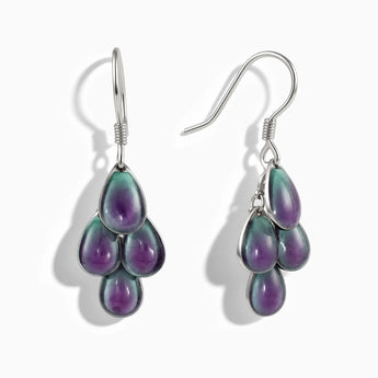 925 Sterling Silver Pear Alexandrite Dangle Earrings - Petal Rain Front View
