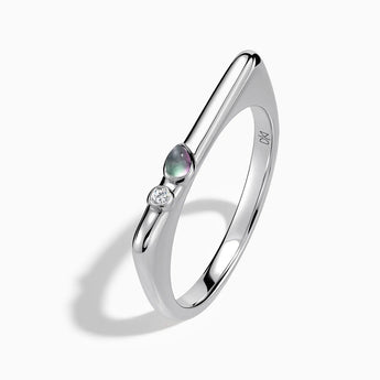 925 Sterling Silver Pear Alexandrite Puzzle Stacking Ring - Minimal Calm Side View