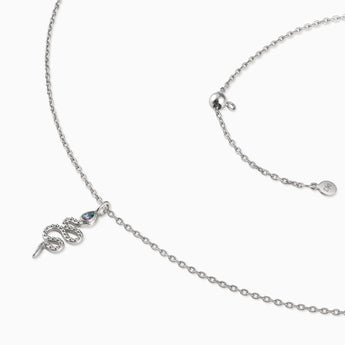 925 Sterling Silver Pear Alexandrite Serpent Pendant Necklace Meander Side View