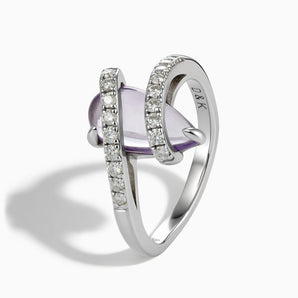 925 Sterling Silver Pear Amethyst Wrap Ring - Orbit Side View