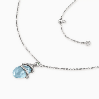 925 Sterling Silver Pear Aquamarine Serpent Wrap Necklace Wild Oath Side View