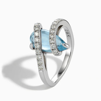 925 Sterling Silver Pear Aquamarine Wrap Ring - Orbit Side View