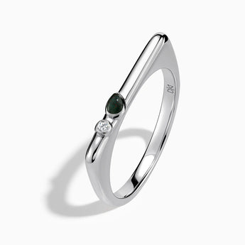 925 Sterling Silver Pear Bloodstone Puzzle Stacking Ring - Minimal Calm Side View