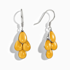 925 Sterling Silver Pear Citrine Dangle Earrings - Petal Rain Front View