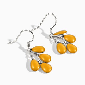925 Sterling Silver Pear Citrine Dangle Earrings - Petal Rain Side View